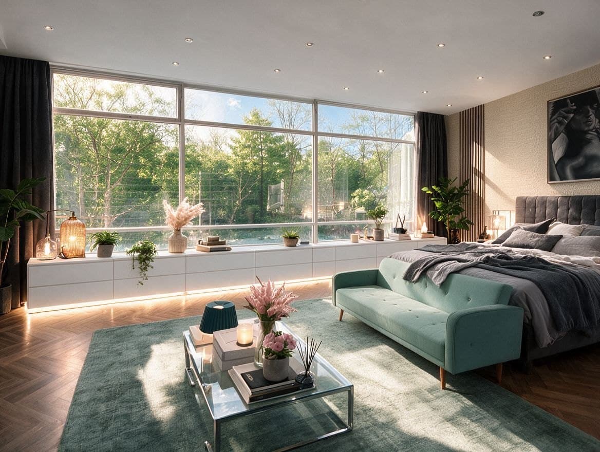 Schlafzimmer im Sommer