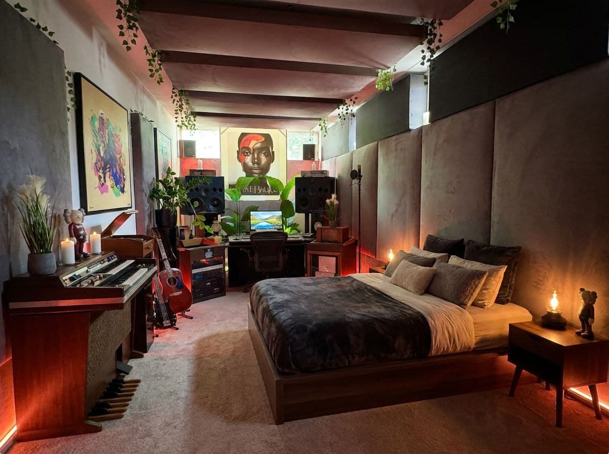 Studio-Suite mit Bett im Tonstudio